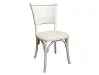 LivingStyles Provincial Oak Timber & Rattan Dining Chair, Distressed White offer