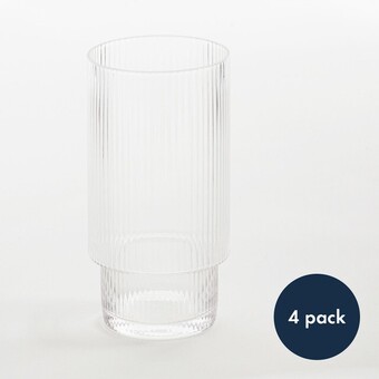Pillow Talk Mila ribbed clear highball glasses set of 4 by m.u.s.e offer