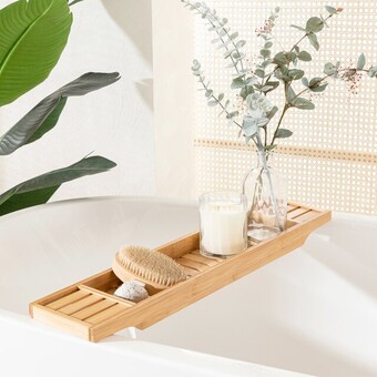Pillow Talk Sanctuary natural bath caddy by m.u.s.e offer