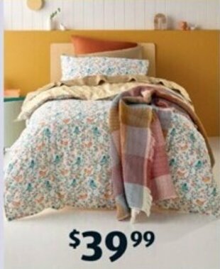 ALDI 100% Cotton Quilt Cover Set - Single Size offer