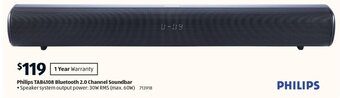 ALDI Philips TAB4108 Bluetooth 2.0 Channel Soundbar offer