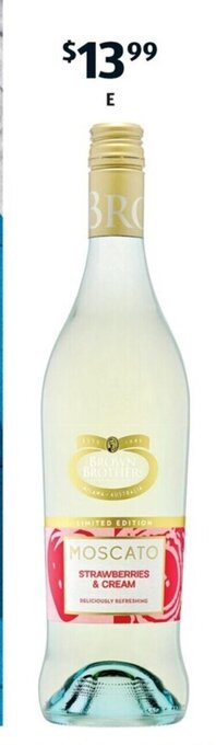 ALDI E Brown Brothers Strawberries & Cream Moscato NV 750ml offer