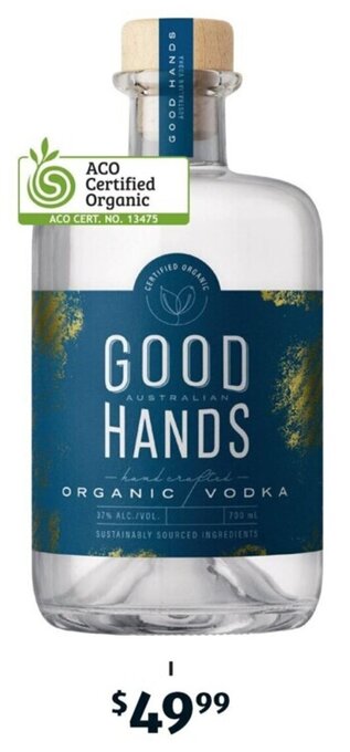 ALDI I Good Hands Australian Certified Organic Vodka 700ml offer