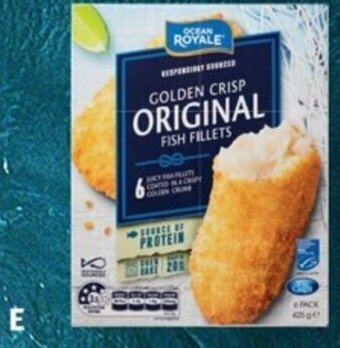 ALDI E Ocean Royale Golden Crisp Fish Fillets 6pk/425g offer