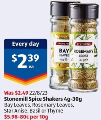 ALDI Stonemill Spice Shakers 4g-30g offer