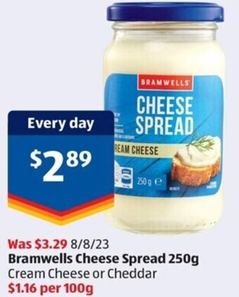 ALDI Bramwells Cheese Spread 250g offer