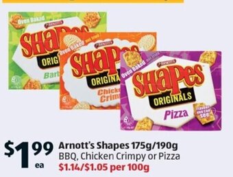 ALDI Arnott's Shapes 175g/190g offer