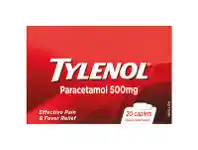 Tylenol Paracetamol 500mg 20 Tablets