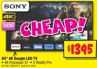 JB Hi-Fi 65" 4K Google LED TV offer