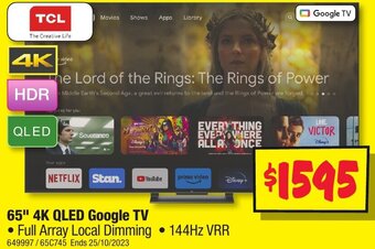 65" 4K QLED Google TV