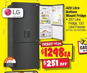 JB Hi-Fi 420 Litre Bottom Mount Fridge offer