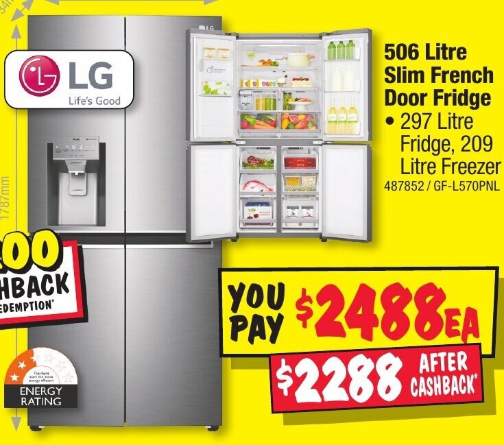 506 Litre Slim French Door Fridge offer at JB HiFi