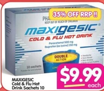 Your Discount Chemist MAXIGESIC Cold & Flu Hot Drink Sachets 10 offer