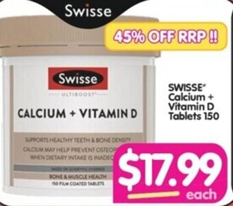 Your Discount Chemist SWISSE Calcium + Vitamin D Tablets 150 offer