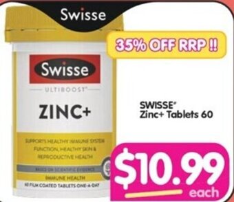 Your Discount Chemist SWISSE Zinc+ Tablets 60 offer