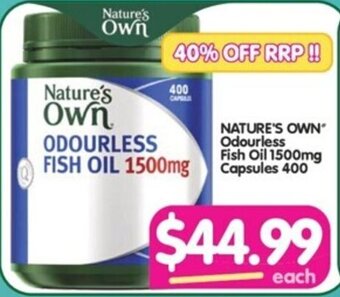 NATURE'S OWN Odourless Fish Oil 1500mg Capsules 400
