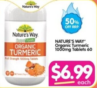 Your Discount Chemist NATURE'S WAY" Organic Turmeric 1000mg Tablets 60 offer
