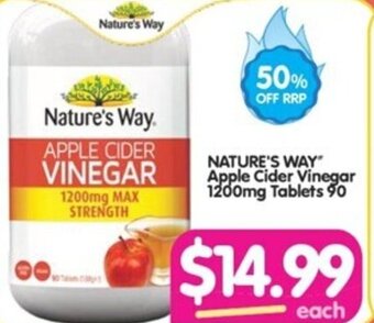 Your Discount Chemist NATURE'S WAY" Apple Cider Vinegar 1200mg Tablets 90 offer