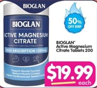 Your Discount Chemist BIOGLAN Active Magnesium Citrate Tablets 200 offer