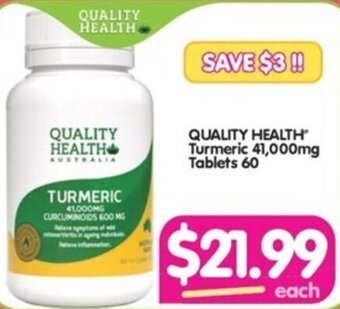 Your Discount Chemist QUALITY HEALTH Turmeric 41,000mg Tablets 60 offer