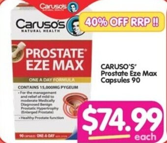Your Discount Chemist CARUSO'S Prostate Eze Max Capsules 90 offer