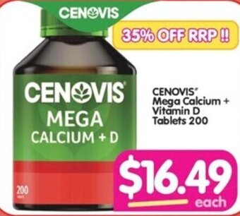 Your Discount Chemist CENOVIS Mega Calcium + Vitamin D Tablets 200 offer