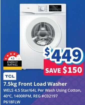Bi-Rite 7.5kg Front Load Washer offer