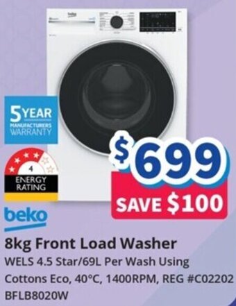 Bi-Rite 8kg Front Load Washer offer