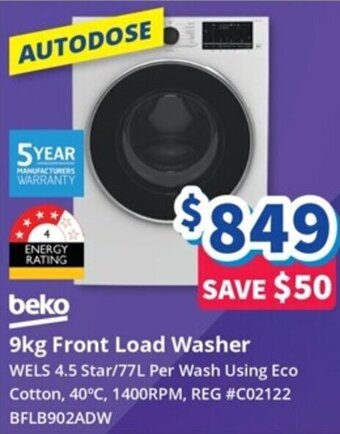 Bi-Rite 9kg Front Load Washer offer