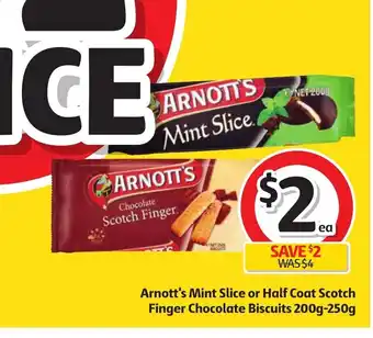 Coles Arnott's Mint Slice or Half Coat Scotch Finger Chocolate Biscuits 200g-250g offer