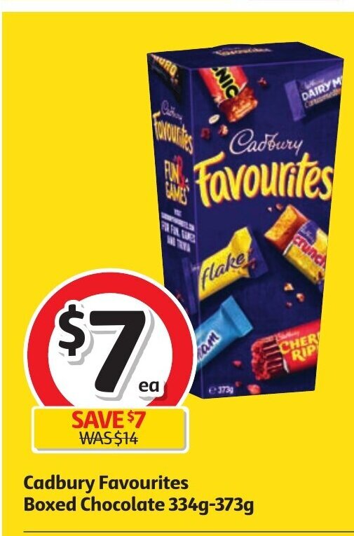 Cadbury Favourites Boxed Chocolates 334g373g offer at Coles