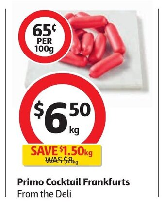 Coles Primo Cocktail Frankfurts offer