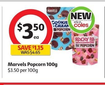 Coles Marvels Popcorn 100g offer