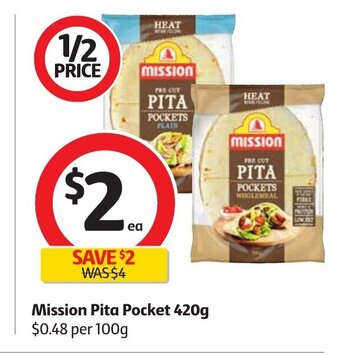Coles Mission Pita Pocket 420g offer