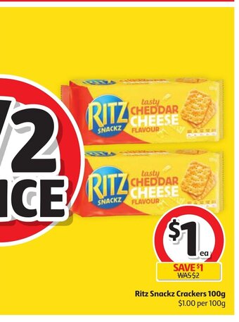 Coles Ritz Snackz Crackers 100g offer
