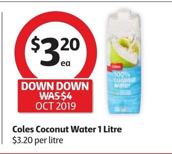 Coles Coles Coconut Water 1 Litre offer