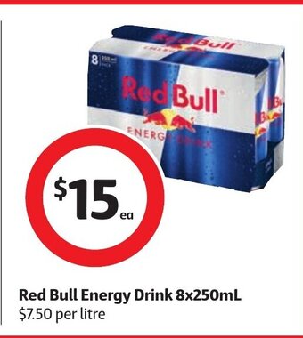 Coles Red Bull Energy Drink 8x250mL offer
