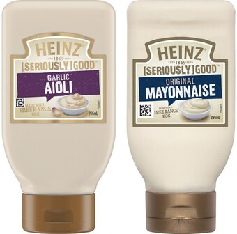 IGA Heinz seriously good mayonnaise or aioli 295ml selected varieties offer