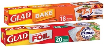 IGA Glad bake cook paper 30cm×18m, foil 30cm×20m or wrap 33cm×60m offer