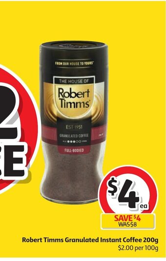 Coles Robert Timms Granulated Instant Coffee 200g offer