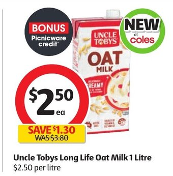 Uncle Tobys Long life Oat Milk 1 Litre
