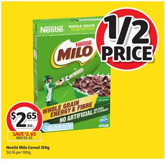 Coles Nestle Milo Cereal 350g offer