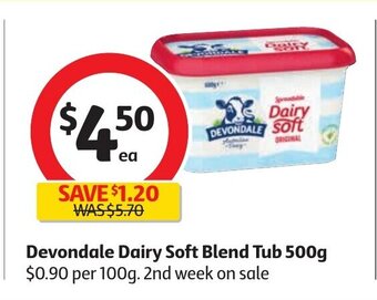 Coles Devondale Dairy Soft Blend Tub 500g offer