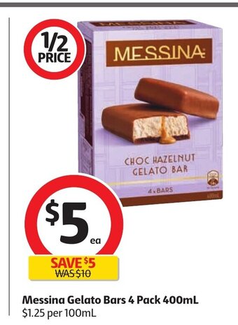 Coles Messina Gelato Bars 4 Pack 400mL offer