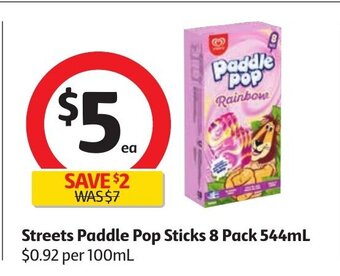Coles Streets Paddle Pop Sticks 8 pack 544mL offer
