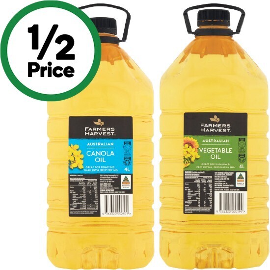 Farmers harvest canola or vegetable oil 4 litre offer at Woolworths