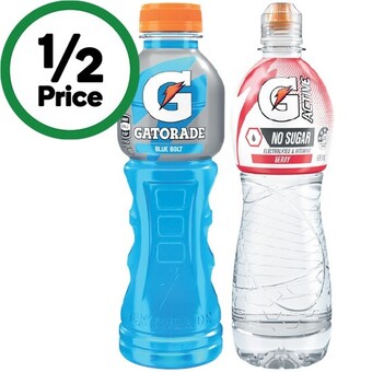 Woolworths Gatorade sports drink 600ml or g-active flavoured water 600ml offer