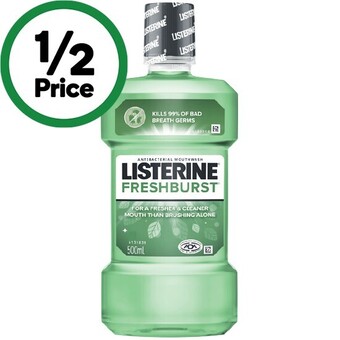 Woolworths Listerine mouthwash freshburst 500ml offer