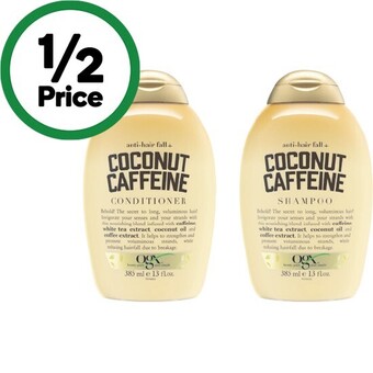 Woolworths Ogx shampoo or conditioner 385ml offer