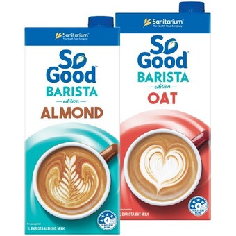 Woolworths Sanitarium so good almond & oat barista milk 1 litre offer
